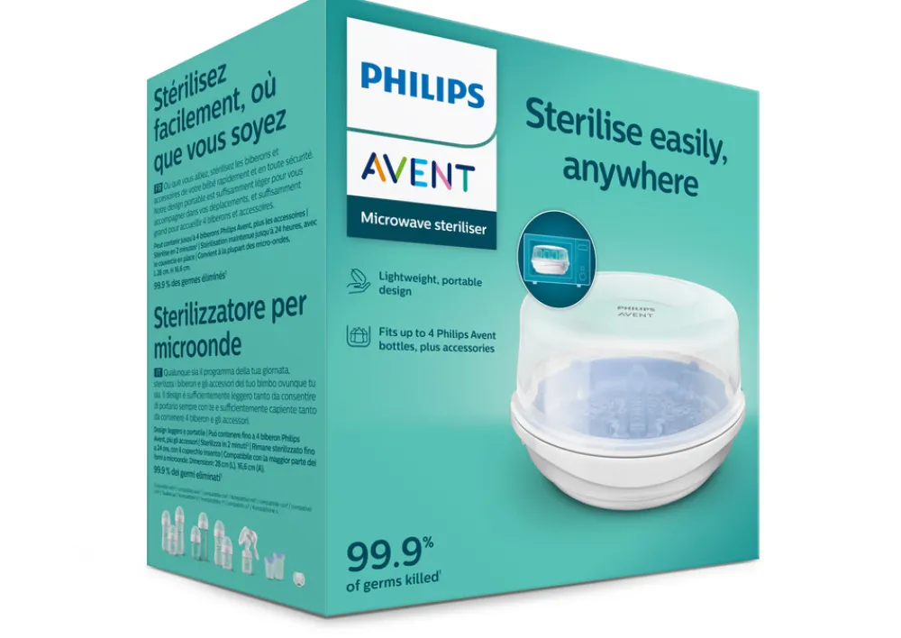 Philips Avent Dampsterilisator t/mikrobølge- Tilberedning & Rengøring|Sutteflasker