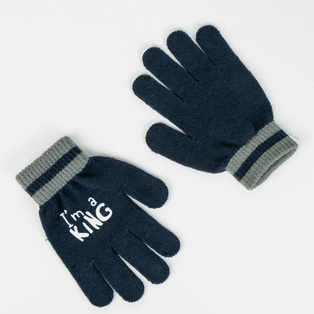 YM-EYEWEAR 2-Delt Hue og vante sæt - Lion King - GRÅ/BLÅ- Luffer & Vanter|Elefanthuer & Huer