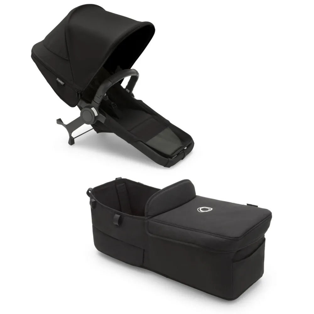 Bugaboo Donkey 5 mono complete - midnight black/black stel- Søskende/Tvillingevogne|Kombivogne Med Ergonomiske Sæder