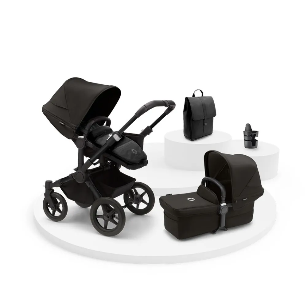 Bugaboo Donkey 5 mono complete pakke - midnight black- Kombivogne Med Ergonomiske Sæder|Vognpakker