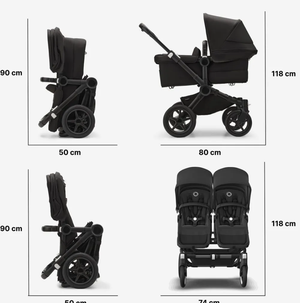 Bugaboo Donkey 5 Twin - midnight black- Søskende/Tvillingevogne