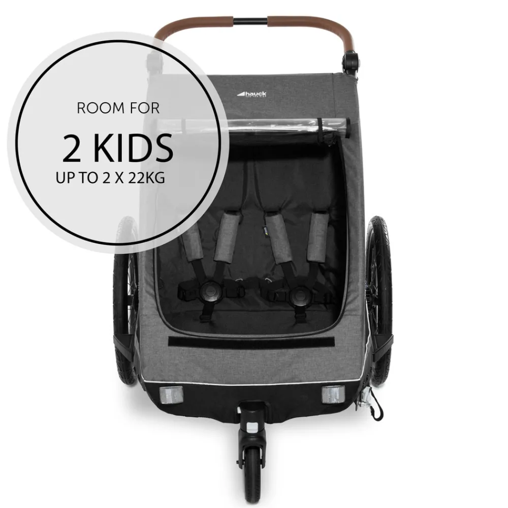Hauck Dryk duo cykelanhænger - melange grey- Søskende/Tvillingevogne|Cykelvogne