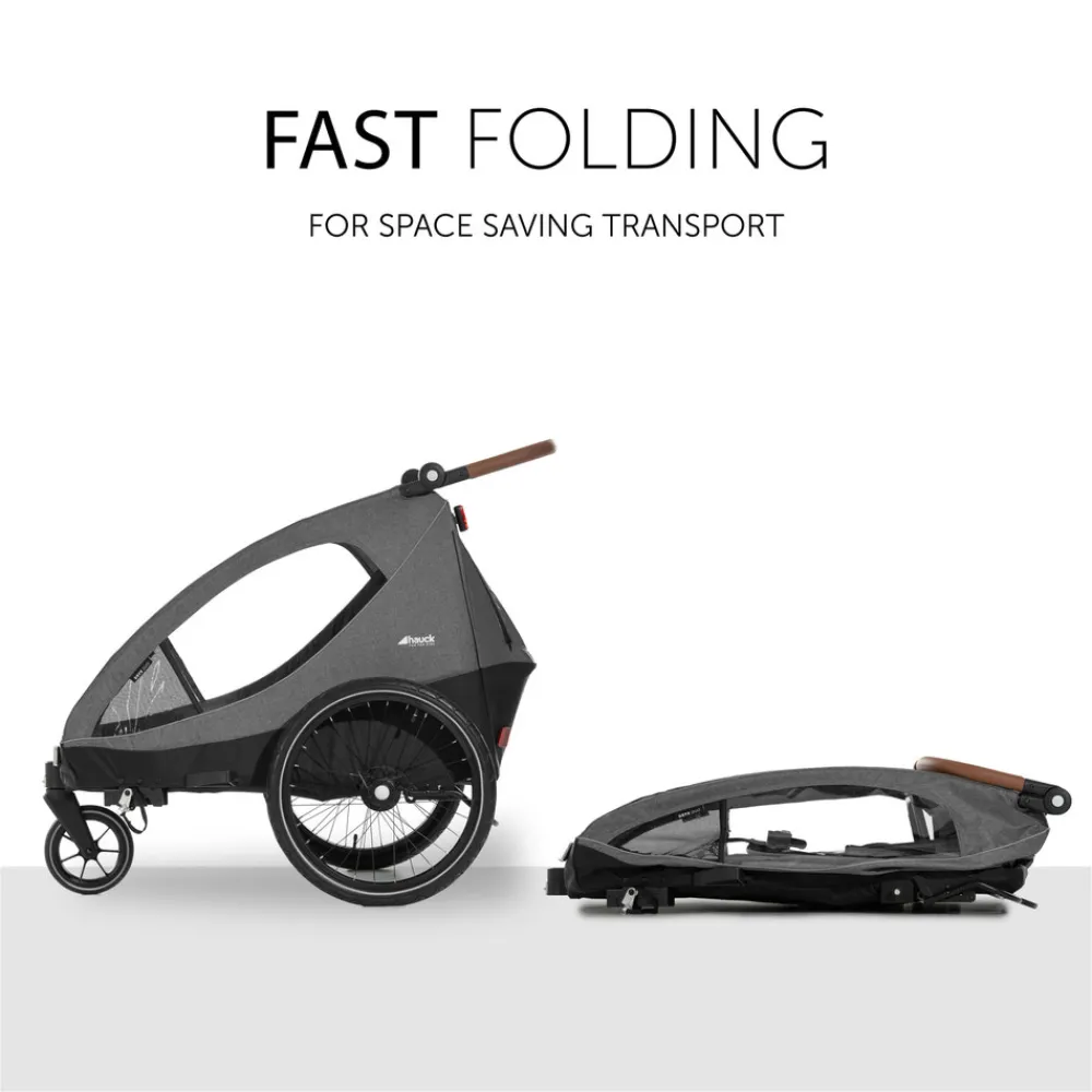 Hauck Dryk duo cykelanhænger - melange grey- Søskende/Tvillingevogne|Cykelvogne