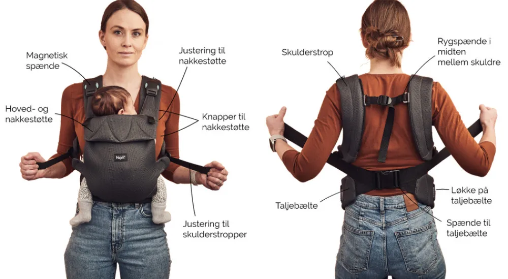 Najell Easy Soft Bæresele - Mercury Grey (jersey)- Bæreseler & Vikler