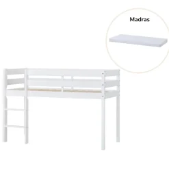 Hoppekids ECO Comfort halvhøj seng med madras 70x160 cm. - hvid-Børn Juniorsenge