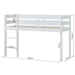 Hoppekids ECO Comfort halvhøj seng med madras 70x160 cm. - hvid-Børn Juniorsenge