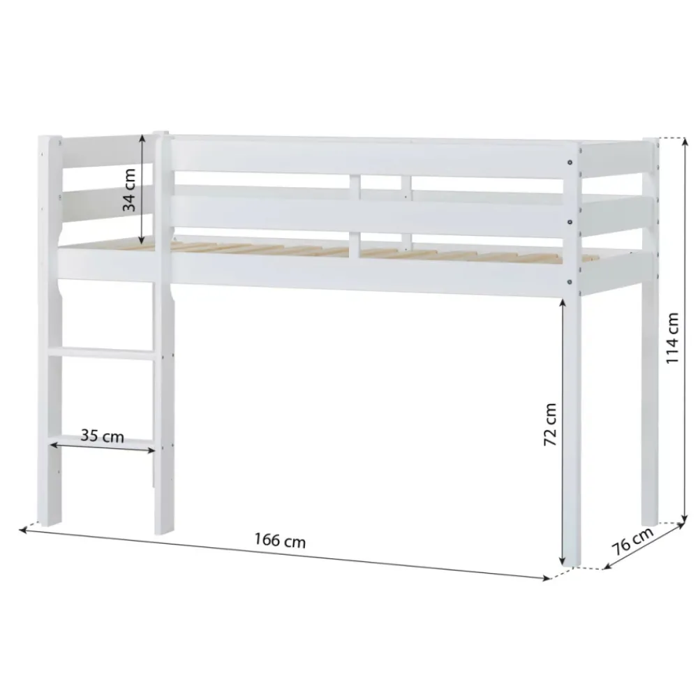 Hoppekids ECO Comfort halvhøj seng 70x160 cm. - hvid-Børn Juniorsenge