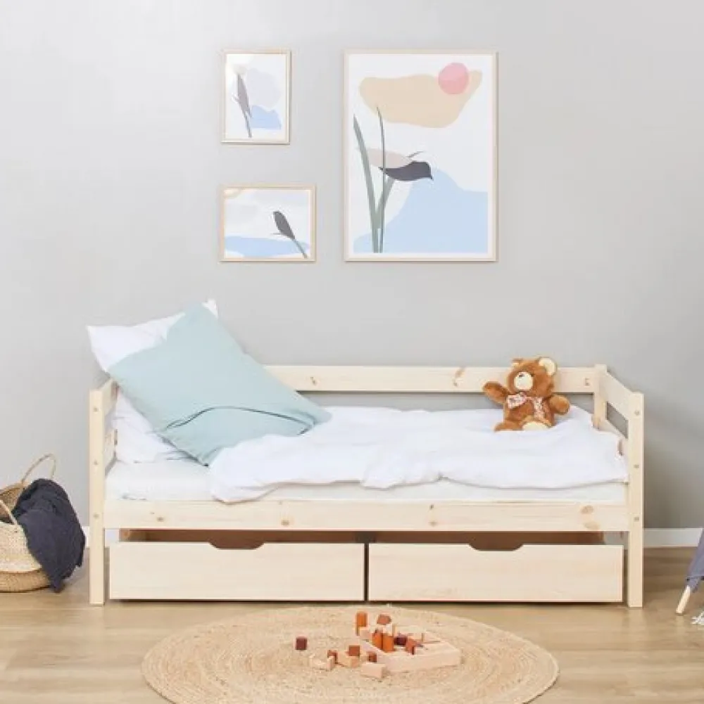 Hoppekids ECO Comfort Juniorseng natur, med sengehest og skuffesæt-Børn Pakkeløsninger|Juniorsenge