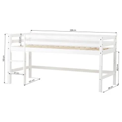 Hoppekids ECO Dream Halvhøj seng (delbar) hvid 90x200, med forhæng grøn-Børn Pakkeløsninger|Juniorsenge