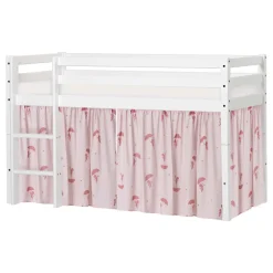 Hoppekids ECO Dream Halvhøj seng (delbar) hvid 70x160, med forhæng rød-Børn Pakkeløsninger|Juniorsenge