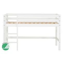 Hoppekids ECO Dream Halvhøj seng (delbar) hvid 70x160, med forhæng rød-Børn Pakkeløsninger|Juniorsenge