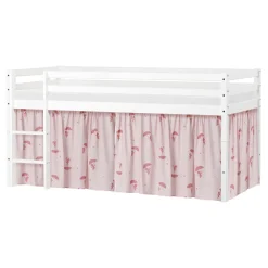 Hoppekids ECO Dream Halvhøj seng (delbar) hvid 90x200, med forhæng rød-Børn Pakkeløsninger|Juniorsenge