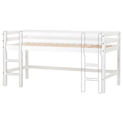 Hoppekids ECO Dream Halvhøj seng (delbar) hvid 90x200, med forhæng blå-Børn Pakkeløsninger|Juniorsenge