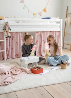 Hoppekids ECO Dream Halvhøj seng (delbar) hvid 90x200, med forhæng blå-Børn Pakkeløsninger|Juniorsenge