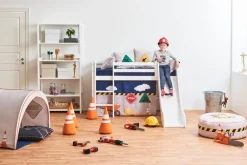 Hoppekids ECO Dream Halvhøj seng 70x160 cm. med Rutsjebane - hvid-Børn Juniorsenge