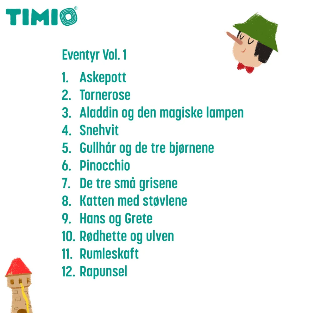 Timio Eventyr, tiden, grøntsager, alfabet A-L og M-Z- Musiklegetøj