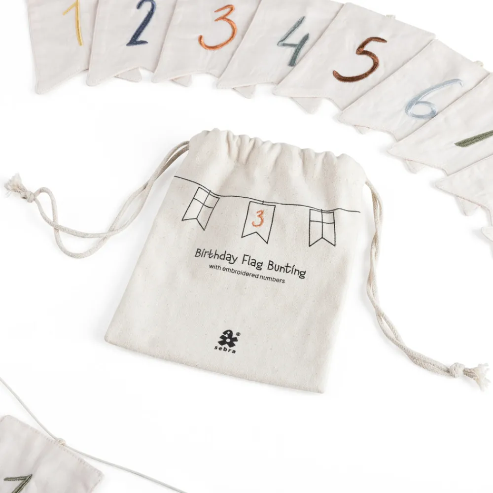 Sebra Fødselsdags flagranke, tal 0-9-Børn Fødselsdagstoge