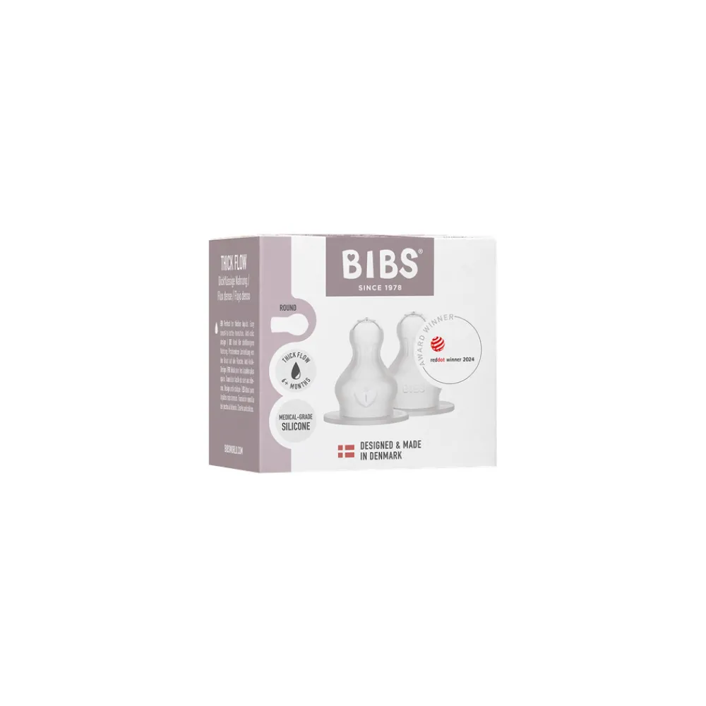 BIBS Flaskesut Rund Silikone 2pk Tykt Flow- Sutteflasker