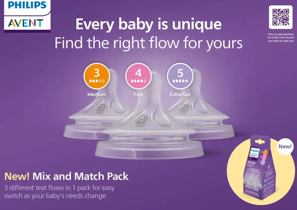 Philips Avent Flaskesutter 0-6 mdr., Mix & Match-pakke, 3 stk.- Sutteflasker