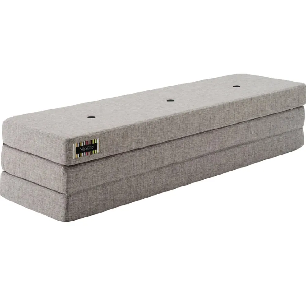 By KlipKlap Foldemadras - 3 fold, lysegrå/mørkegrå knap-Børn Tumlemøbler