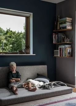 By KlipKlap Foldemadras - 3 fold, lysegrå/mørkegrå knap-Børn Tumlemøbler