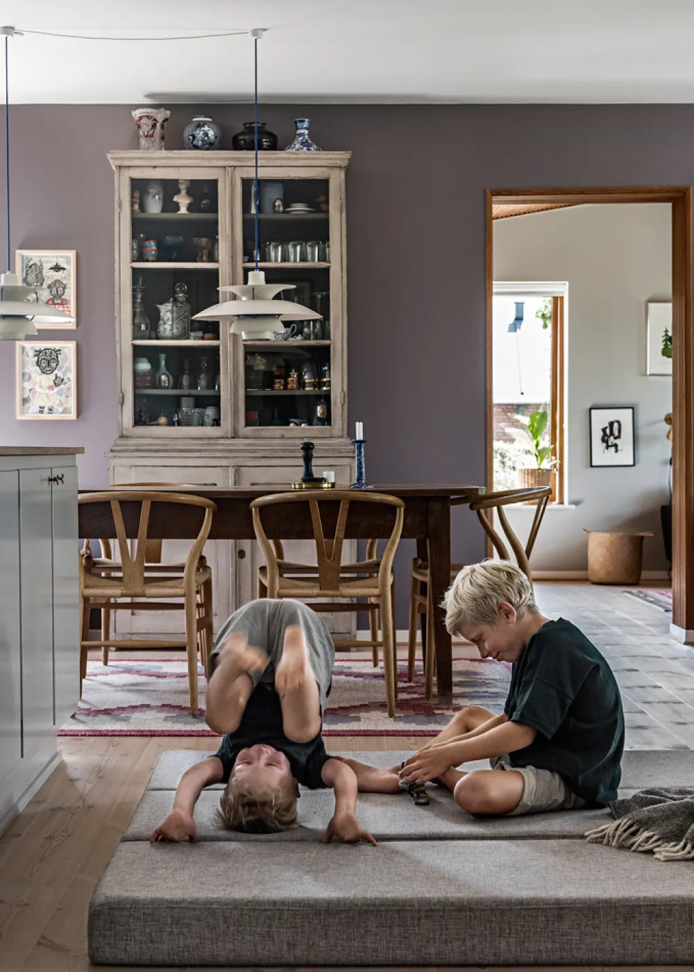 By KlipKlap Foldemadras - 3 fold, lysegrå/mørkegrå knap-Børn Tumlemøbler