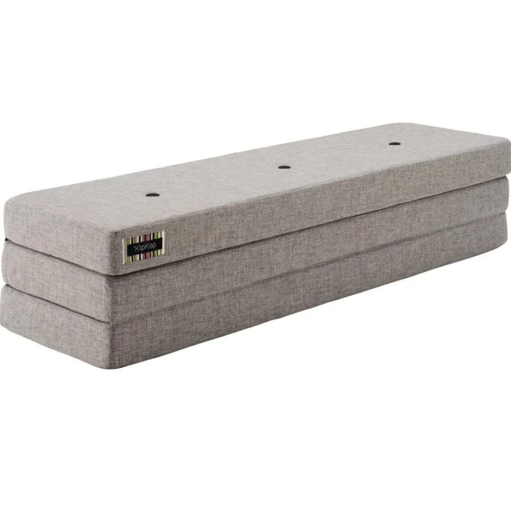 By KlipKlap Foldemadras - 3 fold XL, lysegrå/mørkegrå knap-Børn Tumlemøbler