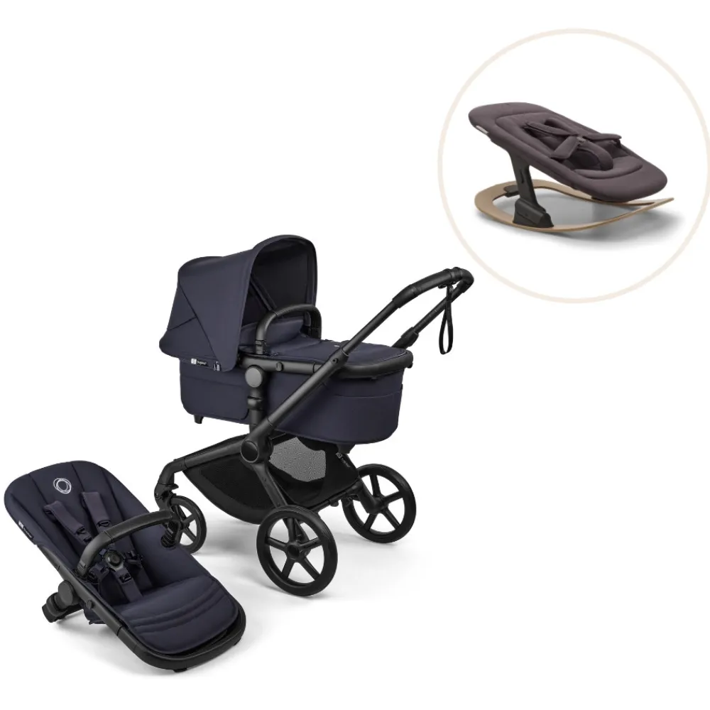Bugaboo Fox 5 Renew complete inkl. Giraffe bouncer - deep indigo/tornado grey- Vognpakker