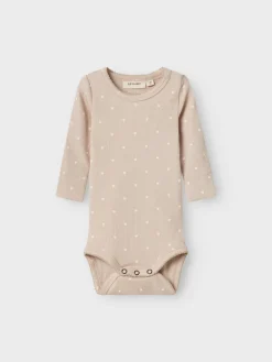 Lil' Atelier Gago langærmet slim body - GRAY MORNING - med hjerter- Bodystocking Langærmet