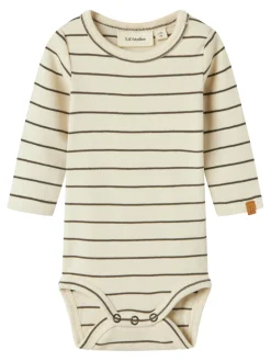 Lil' Atelier Geo Lim Langærmet Slim Body - TURTLEDOVE- Bodystocking Langærmet