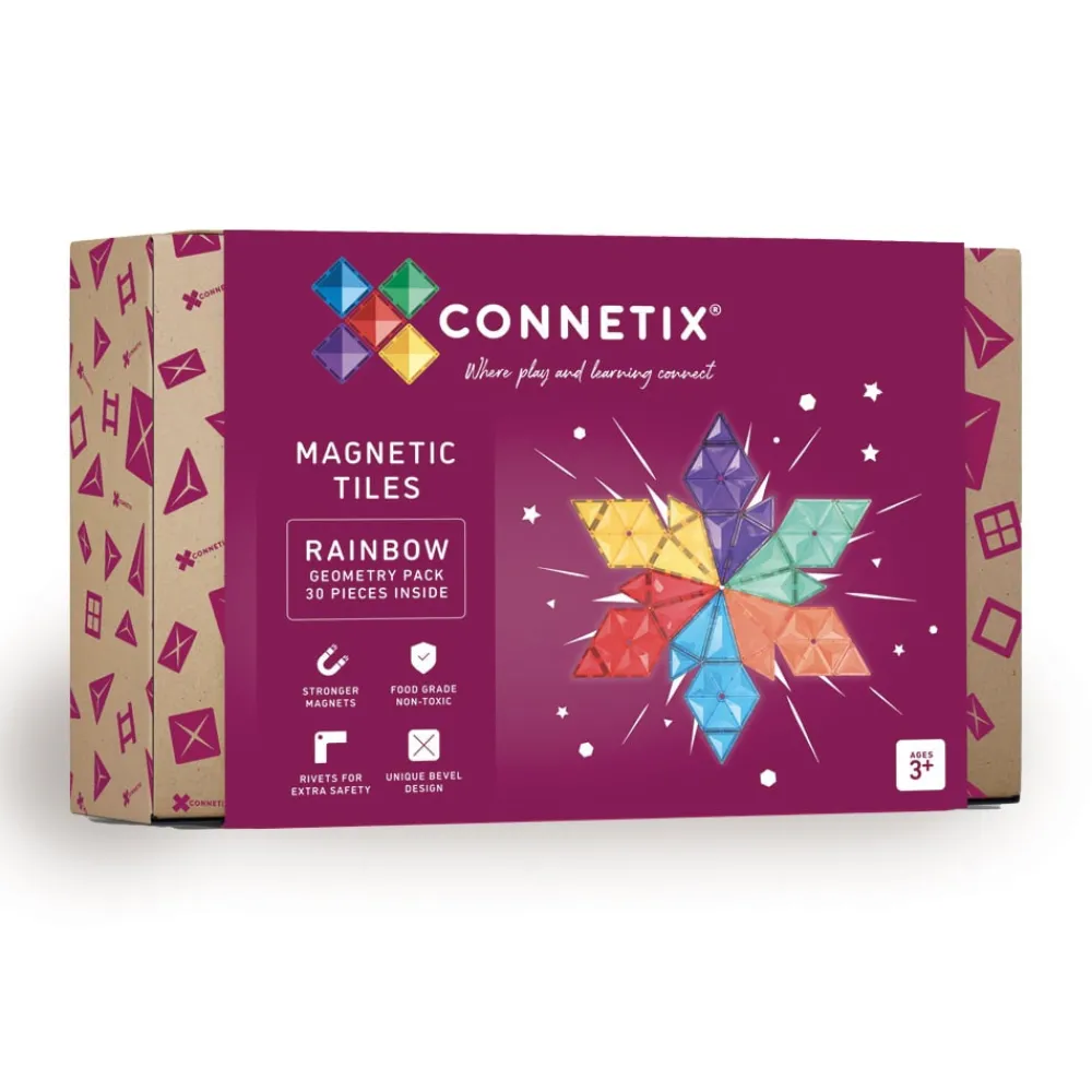 CONNETIX Geometry Pack - magnetsæt 30 dele - rainbow- Magnetlegesæt