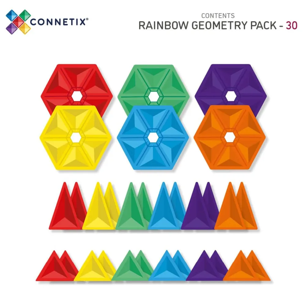 CONNETIX Geometry Pack - magnetsæt 30 dele - rainbow- Magnetlegesæt