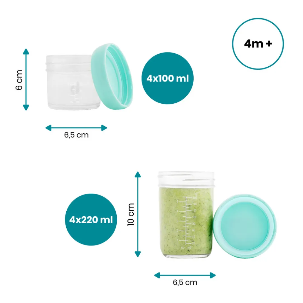 Babymoov Glas madbøtter - 4x 100ml & 4x 220ml- Madopbevaring