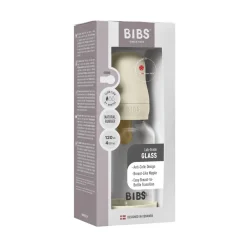 BIBS Glass baby bottle latex 120 ml ivory- Sutteflasker