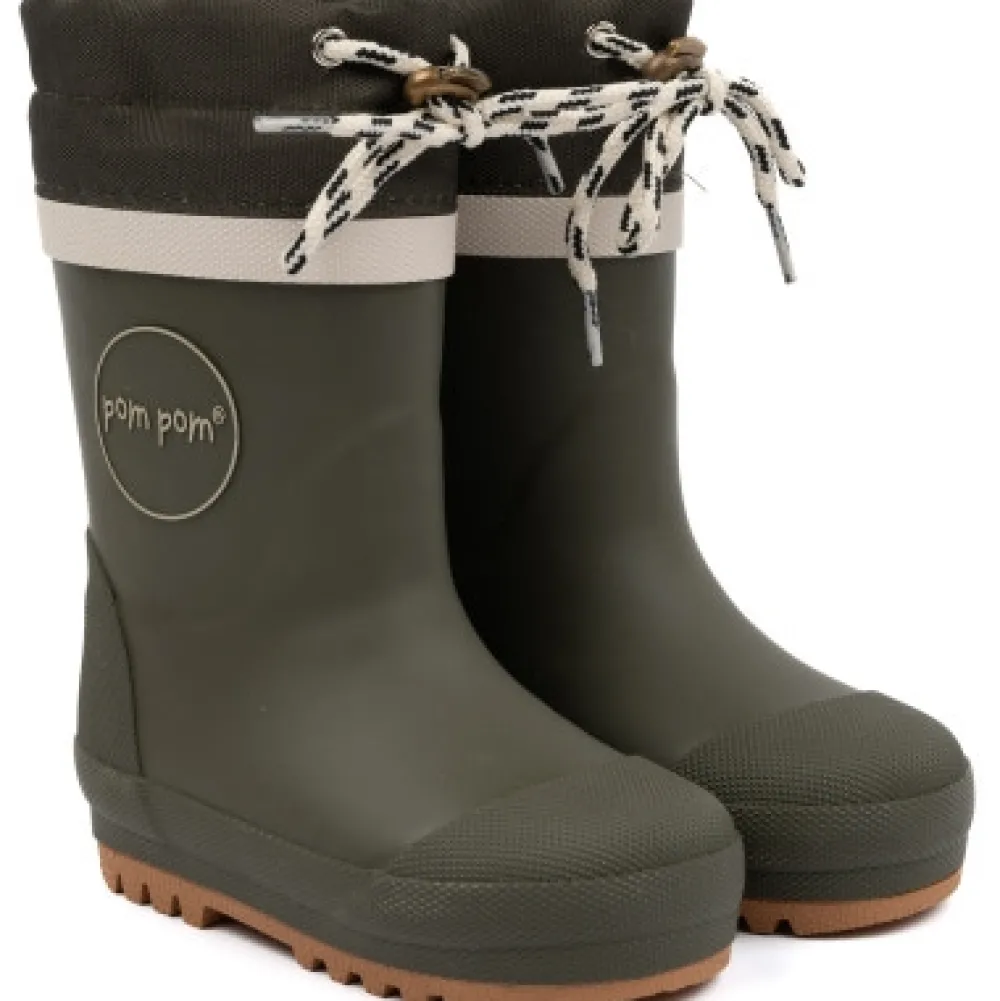 Pompom Gum støvle thermo - Hunter green- Lange Termostøvler