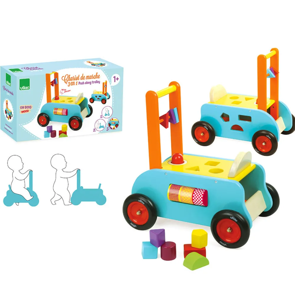 Vilac Gåvogn - 3 i 1- Gåvogne & Aktivitetsborde