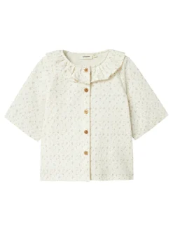 Lil' Atelier Hailey kortærmet løs skjorte - COCO MILK- Skjorter