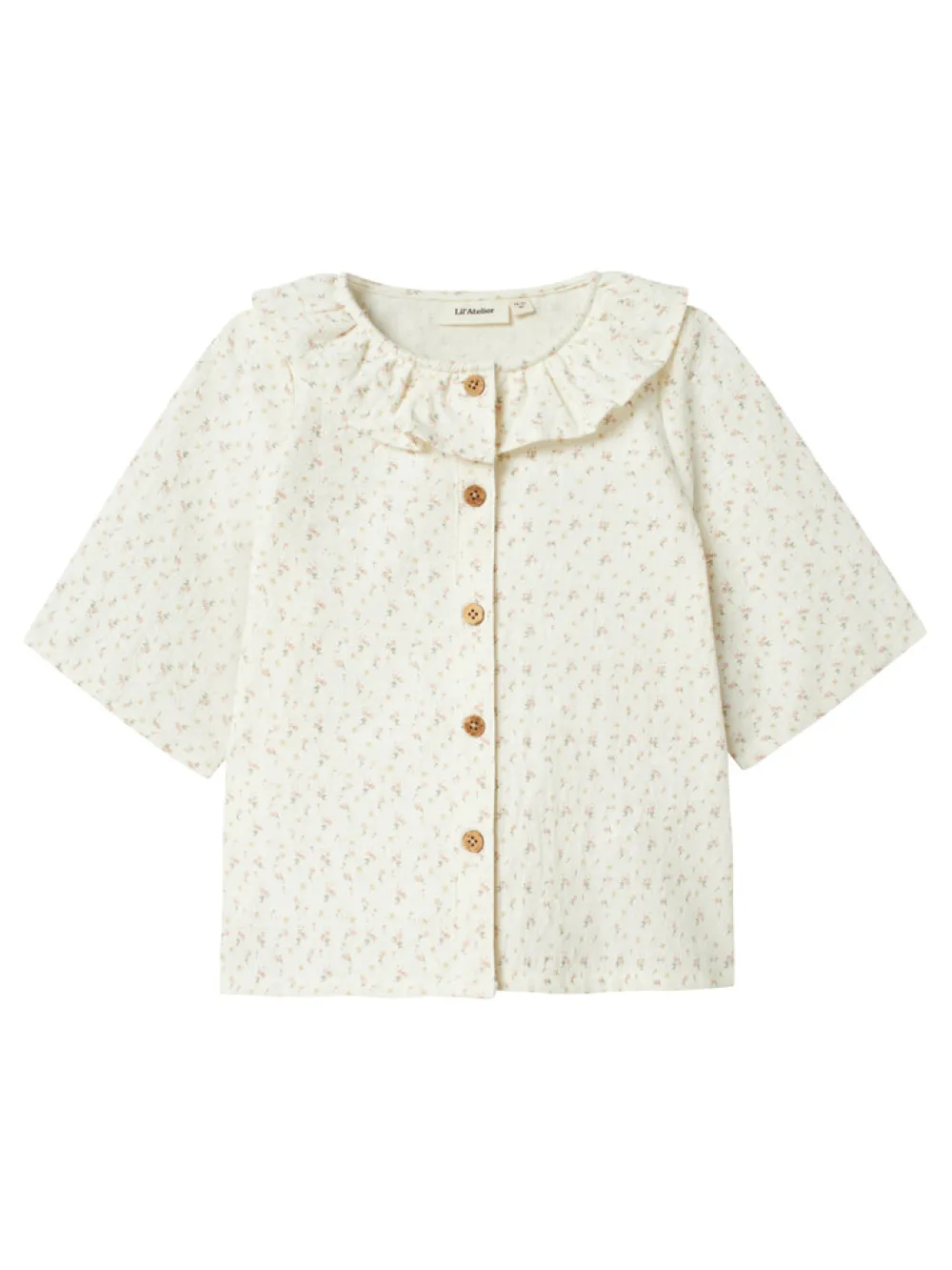 Lil' Atelier Hailey kortærmet løs skjorte - COCO MILK- Skjorter