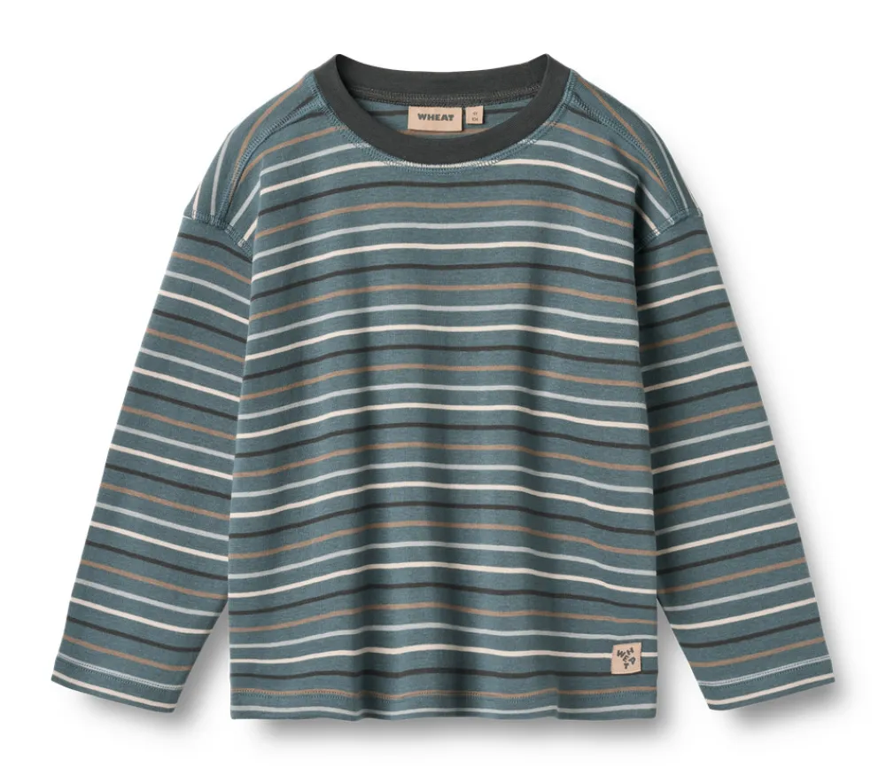 Wheat Hans T-shirt Langærmet - Blue multi stripe- Bluser
