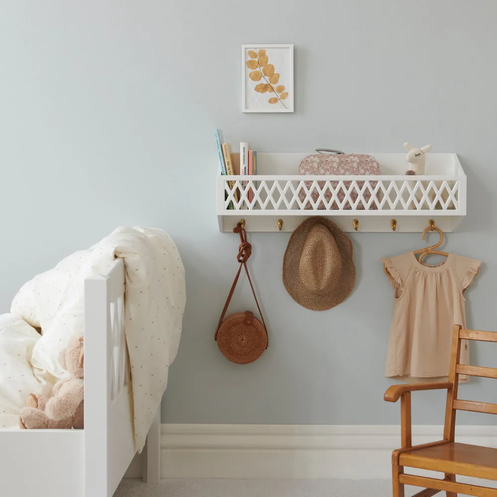 Cam Cam Copenhagen Harlequin Hylde med knager - hvid - FSC®-Børn Knager|Hylder