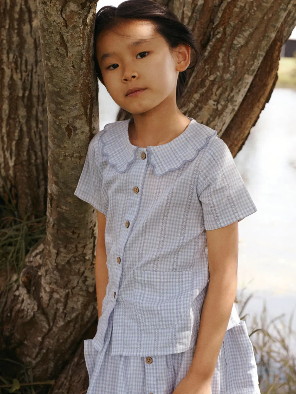 Lil' Atelier Hazelle kortærmet løs skjorte - ZEN BLUE- Skjorter