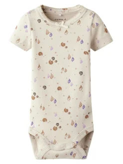 NAME IT Hiline Kortærmet Body - SANDSHELL- Bodystocking Kortærmet