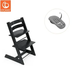 Tripp Trapp® Højstol bøg inkl. newborn sæt - sort-Børn Højstole Med Tilbehør