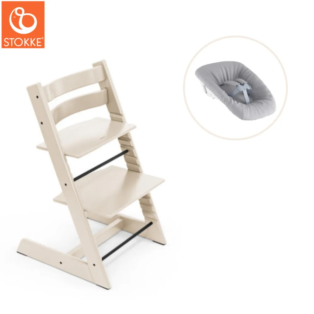 Tripp Trapp® Højstol bøg inkl. newborn sæt - Vanilla White-Børn Højstole Med Tilbehør