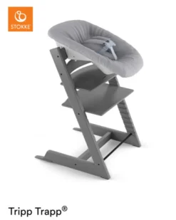 Tripp Trapp® Højstol bøg inkl. newborn sæt - storm grey-Børn Højstole Med Tilbehør