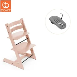 Tripp Trapp® Højstol bøg inkl. newborn sæt - Serene pink-Børn Højstole Med Tilbehør