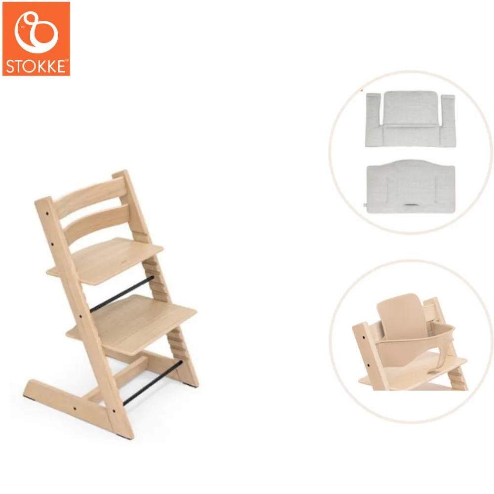 Tripp Trapp® Højstol inkl. babysæt og hynde - eg natur-Børn Højstole Med Tilbehør