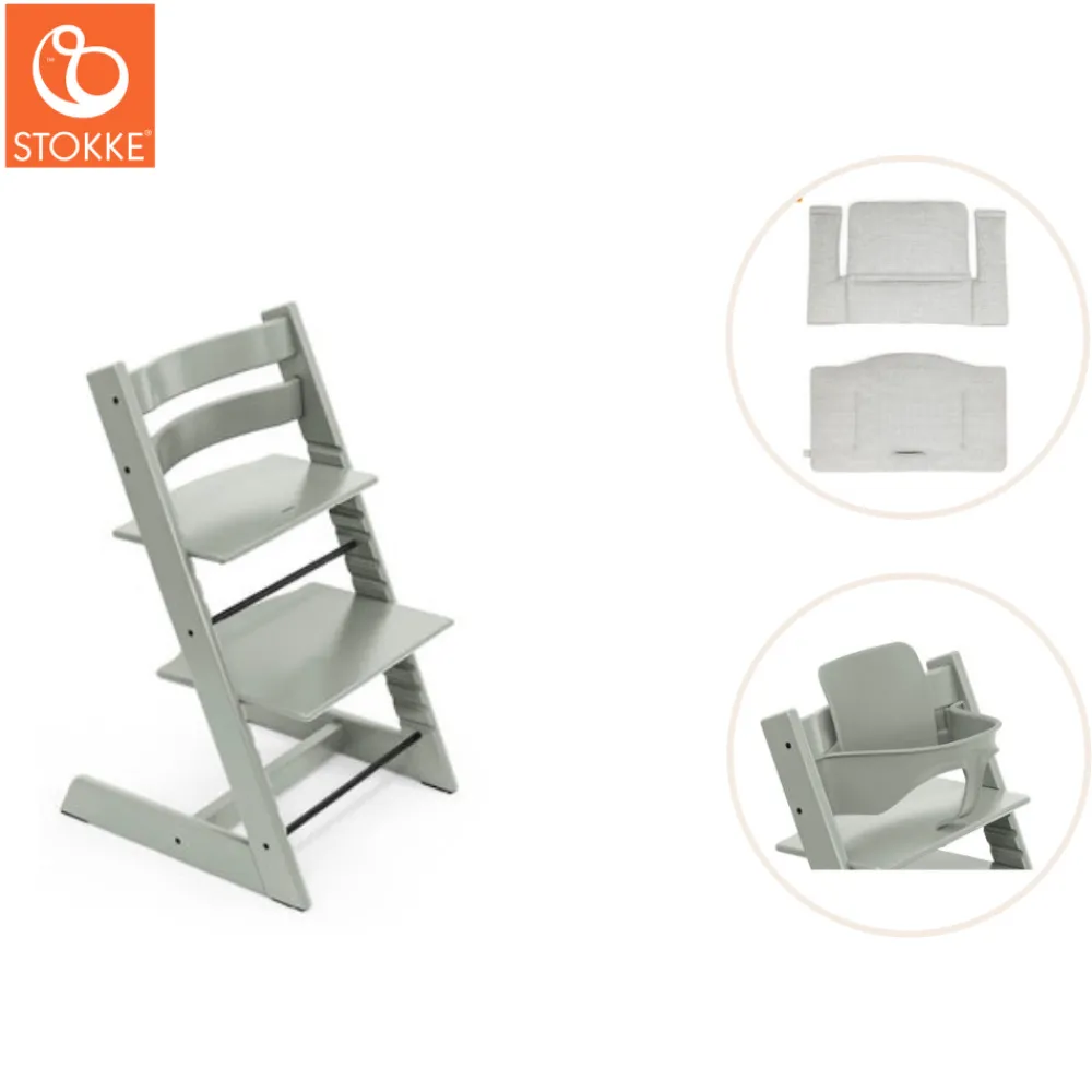 Tripp Trapp® Højstol inkl. babysæt og hynde - glacier green-Børn Højstole Med Tilbehør