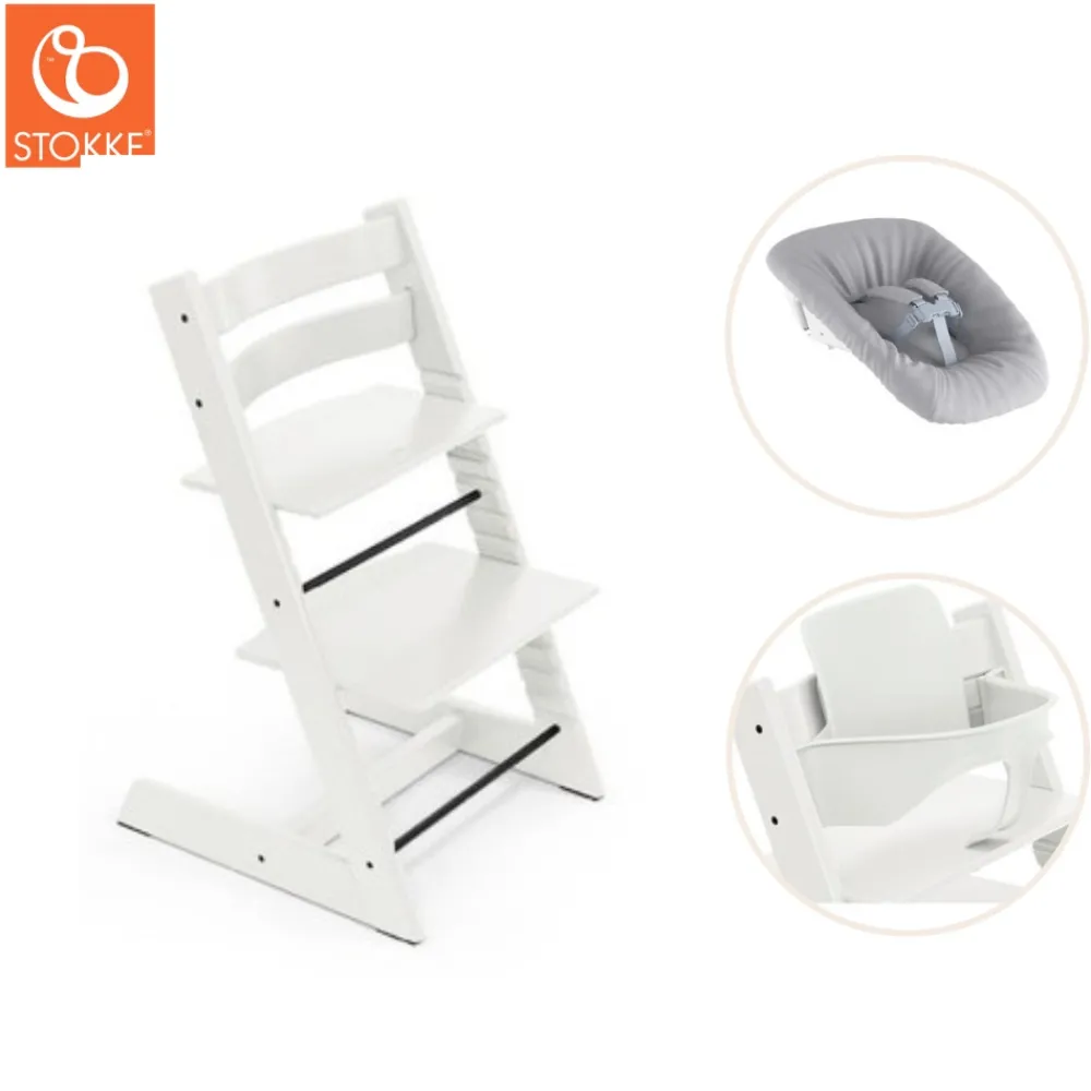 Tripp Trapp® Højstol inkl. newborn sæt og babysæt - hvid-Børn Højstole Med Tilbehør