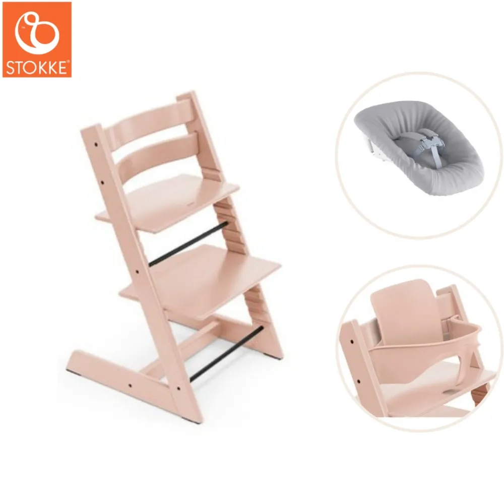 Tripp Trapp® Højstol inkl. newborn sæt og babysæt - serene pink-Børn Højstole Med Tilbehør